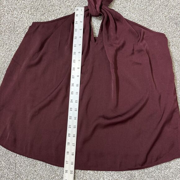 Banana Republic Top Womens Medium Pinot Noir Burgundy Halter Tie Neck Bow Back - Picture 13 of 14